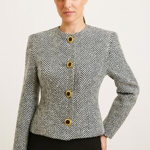 St. John by Marie Gray Herringbone Cashmere Blend Jacket  🇺🇸 US made